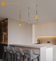 Lustre suspendu LED moderne de style nordique, petit et long, doré, à économie d'énergie, pour hôtel, salon, salle à manger, îlot de cuisine