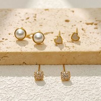 Boucles d'oreilles simples et élégantes en perles, ensemble de trois pièces, accessoires à la mode