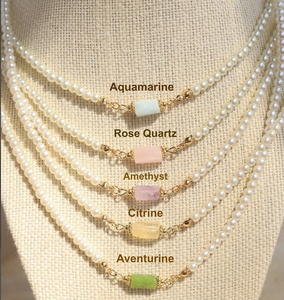 Collana Vintage all'ingrosso di perle e gemme acquamarina naturale grande girocollo di moda catena impermeabile gioielli donna imitazione - Product Image 2