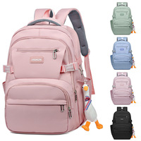 Nouveau sac à dos léger de grande capacité en tissu Oxford de style coréen avec harnais à coussin d'air ; Sac à dos uni pour étudiants