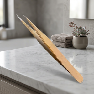 Shaped Serrated Tip Stainless Steel Curved Tweezers for 3D Volume Eyelash Extensions - Product Image 1