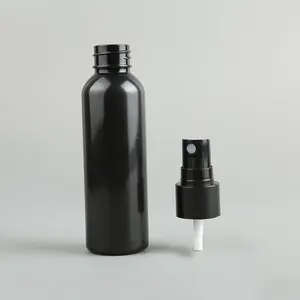 RTS 2 OZ 60Ml Botol Semprot Plastik Hitam PET Bahu Bulat Silinder dengan Kepala Semprot Hitam Halus