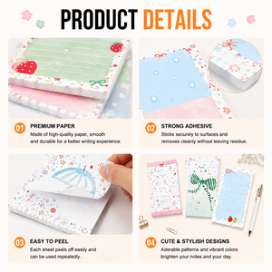 Bloc-notes autocollants imprimés mignons, blocs-notes adhésifs décoratifs, papeterie facile à écrire pour le bureau, l'école, les étudiants et comme cadeau - Product Image 2