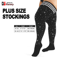 Usine personnalisé scintillant grande taille bas pour femmes Extra longues tricot coton chaussettes cuisse haute chaussettes
