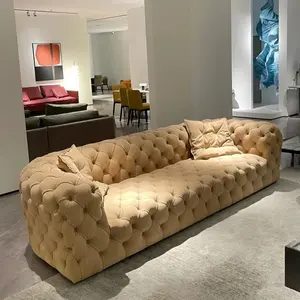 In Voorraad Luxe Meubels Klassieke Houten Elegante Bank Luxe Luxe Moderne Bank Fluwelen Woonkamer Sofa Set Meubels