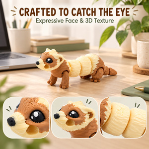 Jouet de frette articulé imprimé en 3D, moulé en une seule pièce, pliable, figurine d'animal de compagnie mignonne, ornement de bureau en plastique, cadeau artisanal - Product Image 3