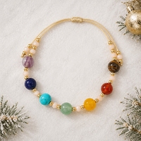 Bracelet réglable Go2boho avec perles multicolores en pierre naturelle et alliage plaqué or, bijoux bohèmes pour femmes