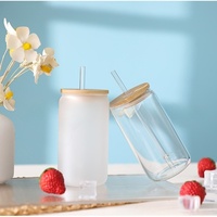 Gobelets en verre à haute teneur en borosilicate Tasses en gros en vrac avec couvercles et pailles Tasses à sublimation Party Favors Bouteille de jus