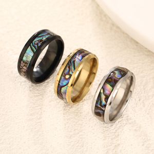 Bán buôn thời trang thép không gỉ dát bào ngư <span class=keywords><strong>Shell</strong></span> <span class=keywords><strong>Ring</strong></span> 18K vàng-mạ Chất lượng cao Wedding engagement Party Jewelry Quà Tặng - Product Image 1