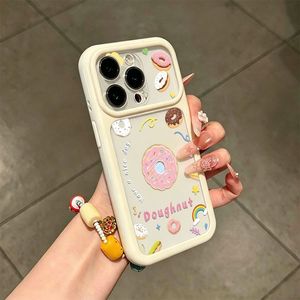 Funda de silicona 3D TPU con personajes de dibujos animados de donuts para iPhone 16 15 14 Plus, para iPhone 17 Pro Max, fundas de teléfono con diseño de comida rosa. - Product Image 5
