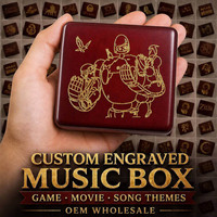 Boîte à musique Castle Sky Laputa Sankyo Wind Mini en bois à 18 notes, à manivelle, gravée sur mesure, cadeau pour fans de jeux, d'anime et de films, OEM 18s