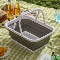 Panier de rangement pliable en plastique PP écologique pour le camping en plein air, panier de pique-nique portable, multifonctionnel, télescopique, moderne et simple