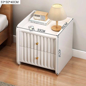 Mesita <span class=keywords><strong>de</strong></span> <span class=keywords><strong>Noche</strong></span> Moderna Blanca con Doble Cajón <span class=keywords><strong>y</strong></span> Panel <span class=keywords><strong>de</strong></span> Puerta Ondulado, Directo <span class=keywords><strong>de</strong></span> Fábrica para Dormitorios <span class=keywords><strong>de</strong></span> Apartamentos <span class=keywords><strong>y</strong></span> Hoteles - Product Image 6