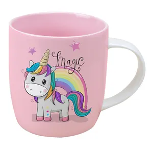 Cute small pony MLP horse rainbow dash color glazed kids gift 13oz ceramic morning milk cup blue pink unicorn coffee mug