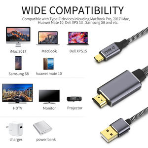 USB C a HDM I 4K Cable QGeeM Trenzado con Cargador Tipo C a HDM I Adaptador Compatible con MacBoo K 2018 <span class=keywords><strong>iPa</strong></span> D Pro ChromeBoo - Product Image 2
