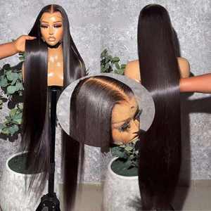 Pelucas <span class=keywords><strong>de</strong></span> Cabello Humano con Frente <span class=keywords><strong>de</strong></span> Encaje 13x6 sin Pegamento, Cabello Camboyano Virgen con Cutícula Alineada, Liso, Línea <span class=keywords><strong>de</strong></span> Cabello Natural, Venta al <span class=keywords><strong>Por</strong></span> <span class=keywords><strong>Mayor</strong></span> - Product Image 4