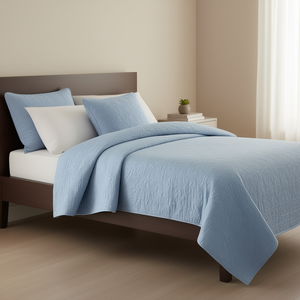 Juego de Edredón de Lujo, Tamaño King/Cal King, Azul, Reversible, Bordado, Ropa de Cama de Lyocell con Relleno de Algodón, 3 Piezas, para Todas las Temporadas - Product Image 2