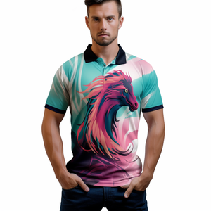 Custom Polo Shirt 100% Polyester Quick Drying Sublimation Printing Summer Short Sleeve Men's Polo Shirt