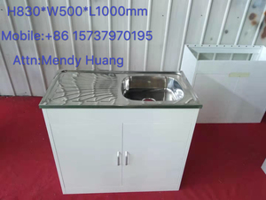 Évier de cuisine en acier inoxydable au design moderne personnalisé avec armoire de rangement intégrée - Product Image 2