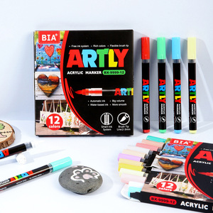 Cepillo oblicuo de marcador de arte para niños <span class=keywords><strong>impermeable</strong></span> acrílico para <span class=keywords><strong>Amazon</strong></span> marcador de líquido directo transfronterizo no tóxico apilable para - Product Image 1