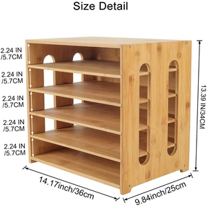 Support de dossier de fichiers Organisateur de fichiers de bureau, étagère de livre de porte-revues en bambou - Product Image 6
