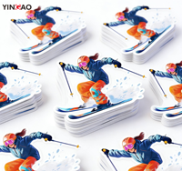 Pegatinas de Vinilo Personalizadas con Corte a Troquel para Entusiastas del Esquí, Adhesivas, Resistentes al Agua y a Bajas Temperaturas