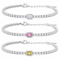 Bracelet Chaîne Tennis en Acier Inoxydable Anti-ternissement pour Femme, Personnalisé, avec Zircone Cubique et Cristal, Vente en Gros