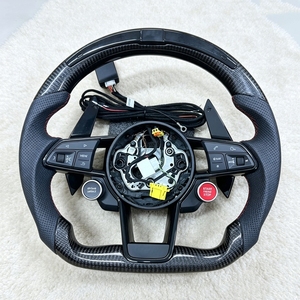 Volant personnalisé en fibre de carbone pour Audi R8 A3 A5 <span class=keywords><strong>RS</strong></span> <span class=keywords><strong>Q3</strong></span> S3 S5 S6 Q5 TT R8 A4 Q6 B8 B9 S4 RS6 A6 C7 A7 A8 Q7 - Product Image 2
