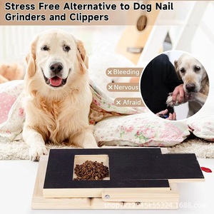 Wooden Dog Scratching Post 180 Grit Nail <b>File</b> Solid Wood Pet Nail Grinder With Hidden Food <b>Box</b> For Dogs - Product Image 3