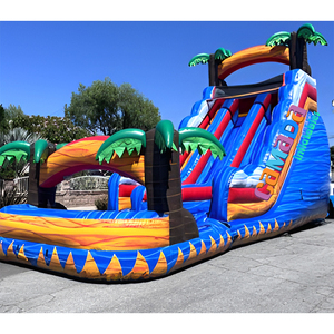 Toboggan aquatique gonflable commercial en PVC avec piscine et château gonflable, double piste, pour la maison et la <span class=keywords><strong>location</strong></span> intérieure/extérieure - Product Image 1