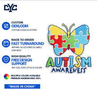 Patchs thermocollants Anime, Patchs puzzle autisme, Patchs brodés personnalisés avec logo, papillon, cœur, main, alphabet
