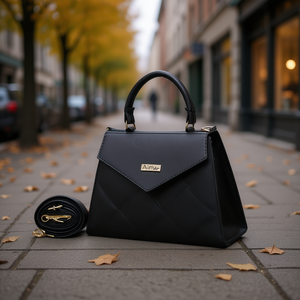 Sac messager noir Aimar pour femme, 20x13x7 cm, style bohème, bandoulière, en microfibre, cuir synthétique, motif uni, usage quotidien - Product Image 2