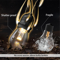 Guirlandes lumineuses d'extérieur RGBW de 48 pieds, résistantes aux intempéries, télécommande, changement de couleur, guirlandes lumineuses de café avec ampoules S14 incassables