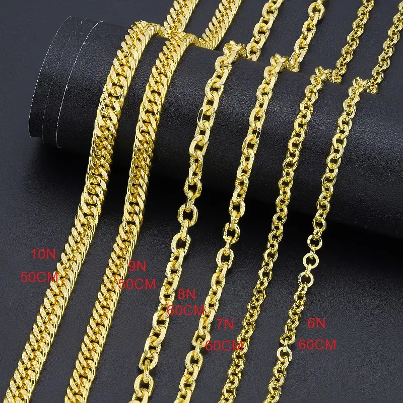 Jxx High Quality Wholesale Plain 24K Gold Plated Flat Cuban Link Women's Brass Jewelry Miami Cuban Men's Chain Necklace