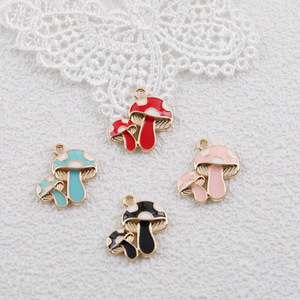 Cartoon Mushroom Zinc Alloy Pendant Charms DIY Jewelry Accessories Pink Blue <b>Red</b> Black Unisex - Product Image 1