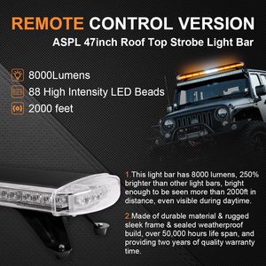 Barra de Luces <span class=keywords><strong>LED</strong></span> Ámbar de Bajo Perfil de 47 Pulgadas, Luces Estroboscópicas de Advertencia de Emergencia de Alta <span class=keywords><strong>Intensidad</strong></span> con 88 <span class=keywords><strong>LED</strong></span>, Accesorios para Automóviles - Product Image 2