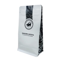 Sac à café refermable 12oz, boîte avec Valve, fond plat, fermeture éclair, UV, blanc mat, sac à café, emballage de stockage des aliments