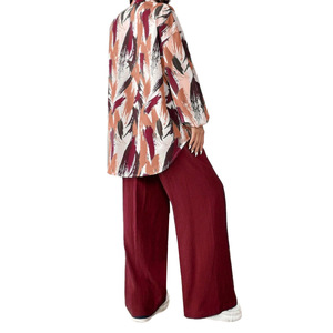 High Street Damen Bedrucktes Hemd und Weite Lange Hose Set Damenmode Zweiteiler Damenkleidung - Product Image 6