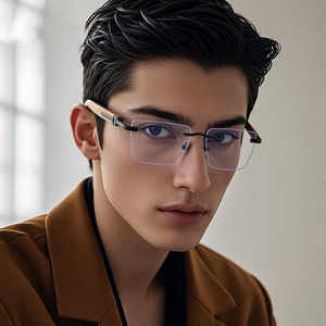 Lunettes <span class=keywords><strong>de</strong></span> <span class=keywords><strong>vue</strong></span> sans monture <span class=keywords><strong>en</strong></span> bambou et <span class=keywords><strong>bois</strong></span> 2026, <span class=keywords><strong>de</strong></span> marque, anti-lumière bleue, pour hommes d'affaires, verres sans monture, pour myopie - Product Image 1