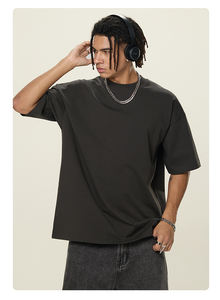 شعار مخصص 350 جرامًا/متر مربع قميص ثقيل الوزن تي شيرت قطن سميك فارغ سادة كبير الحجم رجالي ملابس الشارع الشهير تي شيرت نمط صلب - Product Image 2