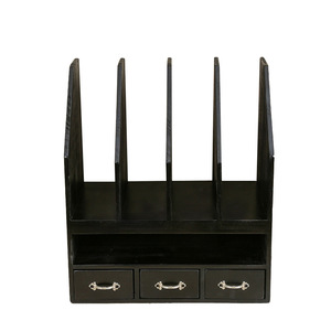 Office <b>Organizer</b> Wooden Desktop <b>File</b> Rack 35X31X18.5cm Black 3 Tier With Drawers For Document Storage - Product Image 5