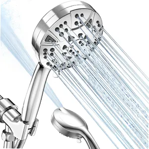 WELS Handheld Shower Head With Filter - High Pressure Shower Head With 10 Spray Modes Hard Water Softener Showerhead