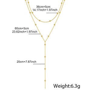 Collar Lariat Minimalista con Cuentas en Capas, Joyería Diaria para Ella, Chapado en <span class=keywords><strong>Oro</strong></span> <span class=keywords><strong>de</strong></span> 18K, Acero Inoxidable - Product Image 6