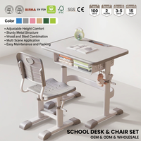 Ensemble de bureau et chaise scolaire en métal moderne pour les élèves du primaire, utilisation en classe