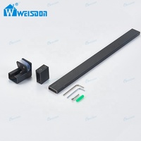 Connecteur de tube noir mat pour salle de bain, installation facile, barre de support de porte de douche flexible en acier inoxydable