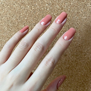 24 pièces/ensemble avec autocollant couverture complète faux ongles artificiels conseils d'art court carré solide presse sur les ongles - Product Image 5