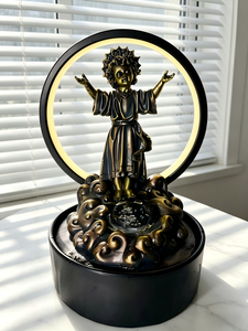 Fontaine d'eau intérieure de bureau avec cascade et lumière LED, statue religieuse, décoration aquatique - Product Image 4