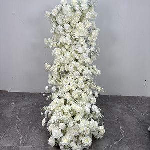 Arrangement floral blanc Rose ivoire Floral vert rangée chemin de fleurs de Table pour la décoration de cérémonie de mariage - Product Image 4