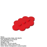 Gobricks GDS-2138 Pièces de construction en plastique ABS à l'échelle 1:8, Plaque 3x5 Nuage 3 goujons centraux, pour paysages et assemblage DIY, référence 35470