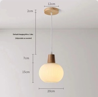 Lustre en bois massif et verre à hauteur réglable pour chambre et salle à manger, luminaire LED moderne et minimaliste crème pour comptoir de café et bar